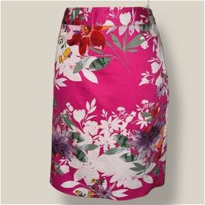 Van Heusen Studio Fuchsia Pink Cotton Sateen Floral Pencil Skirt Size 2